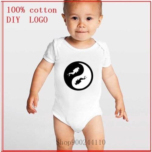 Scuba Diving Ying And Yang Diver Diving Underwater black printed Bodysuits Baby Newborn Cotton Infant Jumpsuit Summer Pajamas