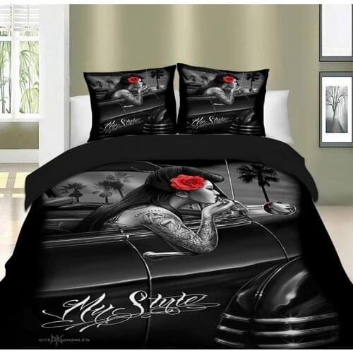 Gothic Skull Sexy Girl Bedding Set Adult Queen Super King Double Duvet Quilt Cover Set Twin Full Single Bedclothes For Teen