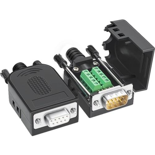 DB9 Connector Male Female D-SUB 9 Pin Plug RS232 RS485 Breakout Terminals 21-24 AWG Wire Solderless Connectors 232 Plug COM Port