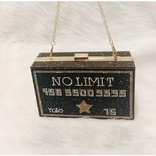 Rhinestone Box Evening Clutches Bag Womens Luxury Handbags Designer Money Purses for Wedding Party chain shoulder bag B372