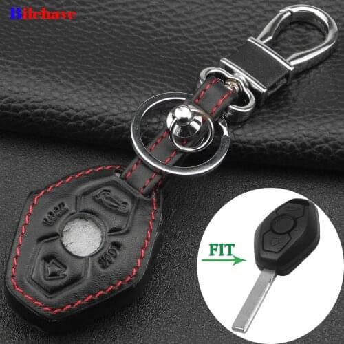 Bilchave 2 Buttons Remote Car Hand-stitched leather Case Cover Fob For BMWX3 X5 Z3 Z4 3 5 7 Series E38 E39 E46 E83 Keychian