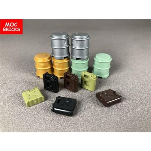 50pcs/lot MOC Bricks Oil Bottles / Barrels soldier army Weapon Building Blocks DIY Dolls Toys for Children gifts