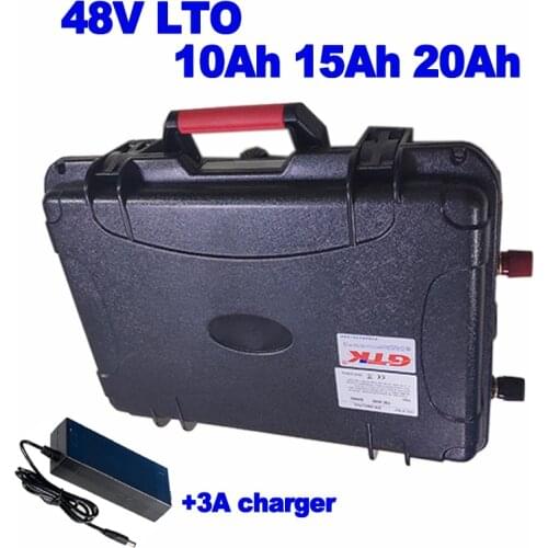 LTO 48v 10Ah 15Ah 20Ah lithium titanate Battery Pack 20000 cycles lawn mower forklift scooter tricycle AGV ebike + 3A charger