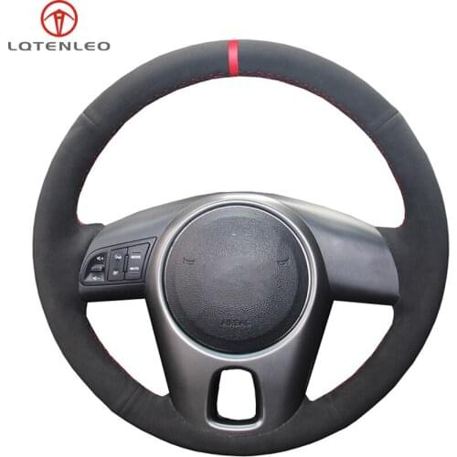 LQTENLEO Black Suede Comfortable Soft Car Steering Wheel Cover For Kia Forte 2008-2017 Soul Rio Shuma 2009-2013 Venga 2009-2015
