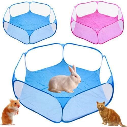 Small Animals Cage Tent Breathable Transparent Pet Playpen Pop Open Portable Folding Yard Fence