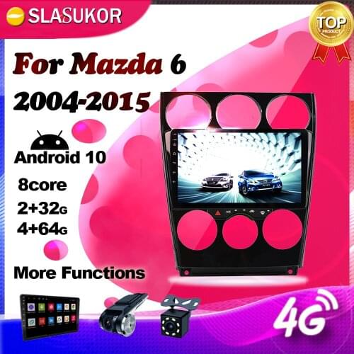 6+128G Android 10.0 Multimidia Video Player DSP CarPlay Car GPS For Mazda 6 2004 2005 2006 -2014 Auto Radio Stereo DVD No 2 Din