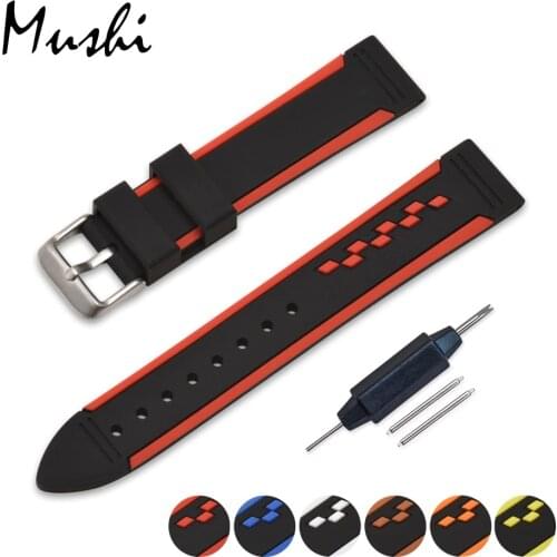 Soft Silicone Thin Watch Band 20mm 22mm 24mm Rubber Watch Strap Waterproof Watchband with Tools