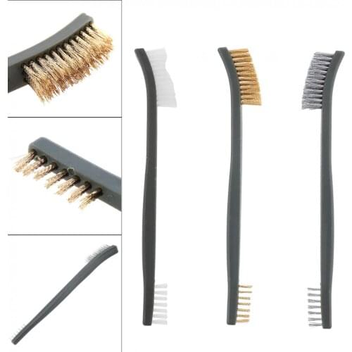 3pcs/set 7 Inch Brush Set Multifunction Practical Steel Nylon Brass Brush for Home Garden Cleaning Slag Paint Rust Dirt