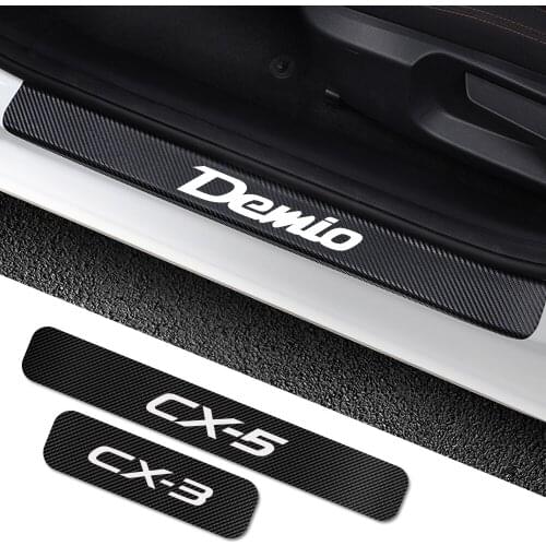 4PCS Car Door Sill Scuff Plate Sticker For Mazda Axela Atenza MS MPS Demio CX-5 CX5 CX-3 CX3 Cover Guards Car Tuning Accessories