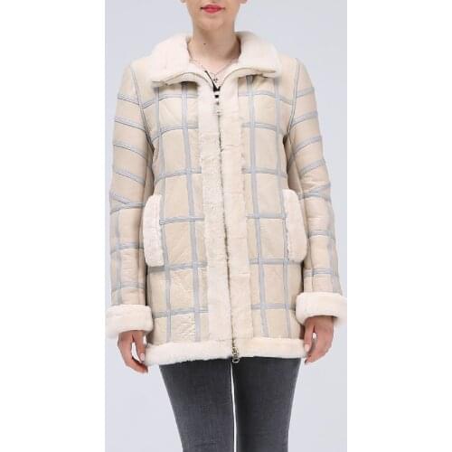 Genuine fashion sheepskin coat for women, Short sheep shear jacket