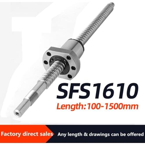 New 16 diameter 10mm pitch SFS1610 any Length 100-1500mm C7 ball screw SFS1610 with end machined