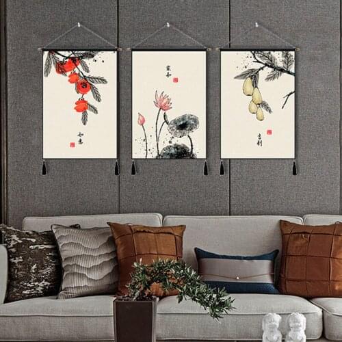 New Chinese plant landscape painting poster Nordic canvas print mural modern painting living room decoration