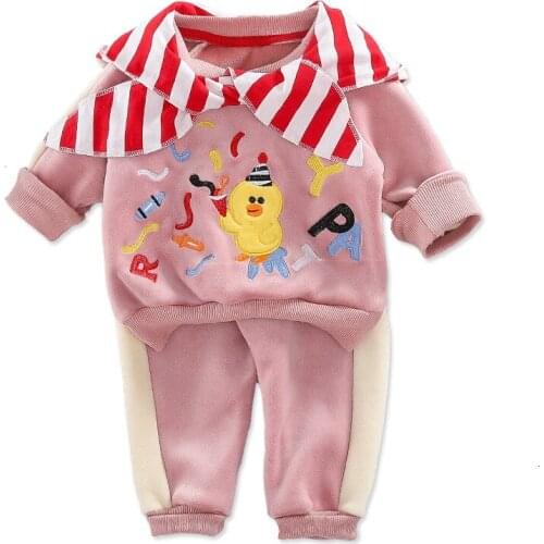 Baby Girls Boys Clothing Autumn Toddler Infant Clothes Suits Plush Cartoon Fashion Hooded Sweater Pants Children Kids Costume