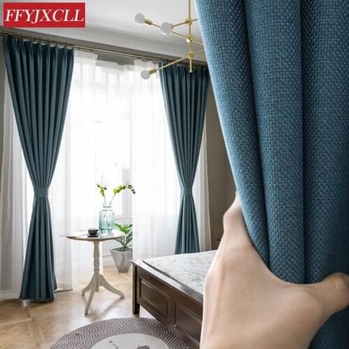 Pure Color Window Blackout Curtain Thickened Cotton Linen Shading Cutains for Living Room Bedroom Luxury Curtains Courtain