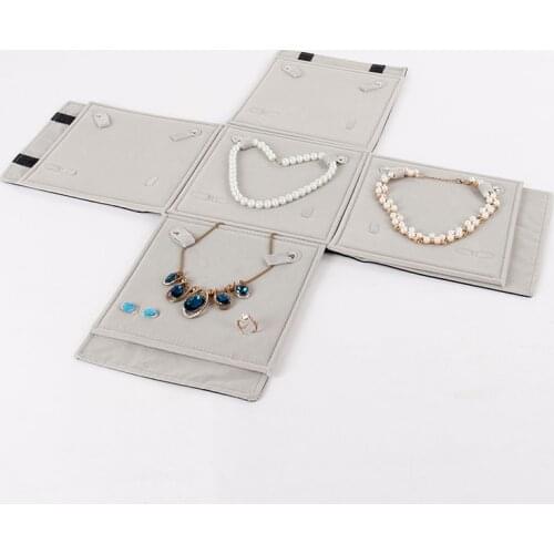 Portable Multi-functional Velvet Jewelry Storage Bag Travel Roll Bag Organizer for Pendant Necklace Earrings Ring Set Holder