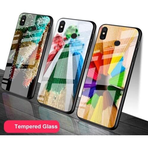 Rainbow Macro Pencil Tempered Glass Phone Case For Redmi Note 5 6 7 8 9 Pro Note8T Note9S Redmi8 9 Cover Shell