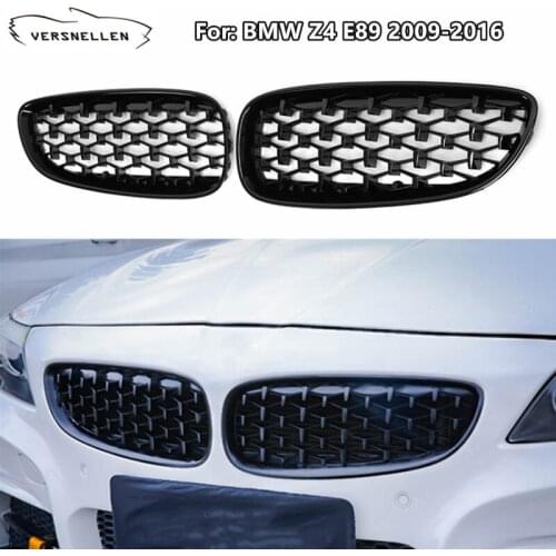 Kidney Grills For BMW Z4 E89 2009-2016 Front Bumper Diamond Grille Car Decoration ABS Glossy Black & Chrome