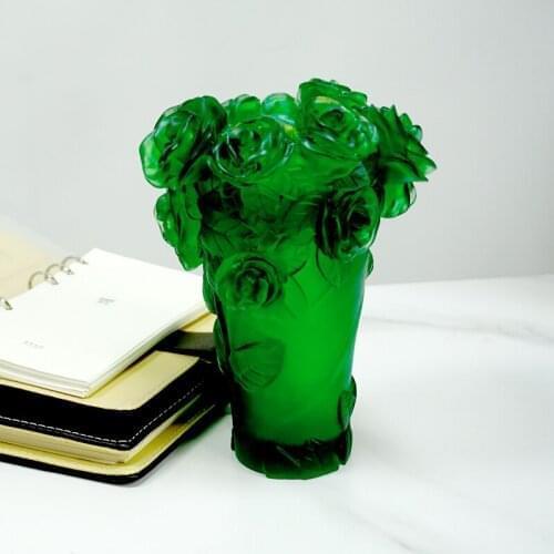Easten Luxury Color Glazed Crystal Vase Figurines Decoration Home Livingroom Exquisite Flower Art Office Desk Ornaments Crafts