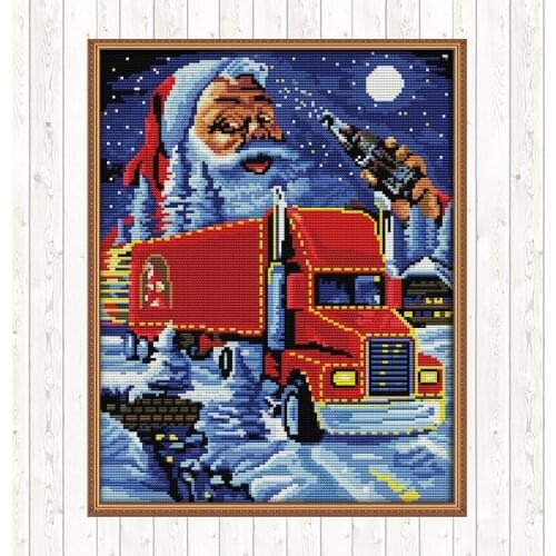 Christmas Truck Patterns Kits Cotton Thread Embroidery Needlework Sets DIY Needlework Crafts Cross Stitch Kits Wall Home Decor