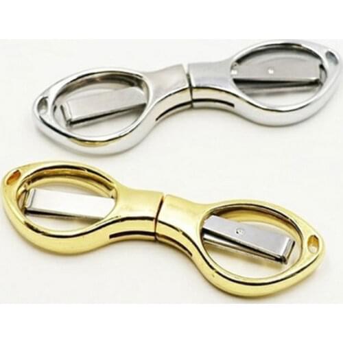 Silver Mini Stainless Steel Folding Keychain Fishing Scissors Glass Shaped Cutter Camping Tool Fishing Pliers Hook Scissors