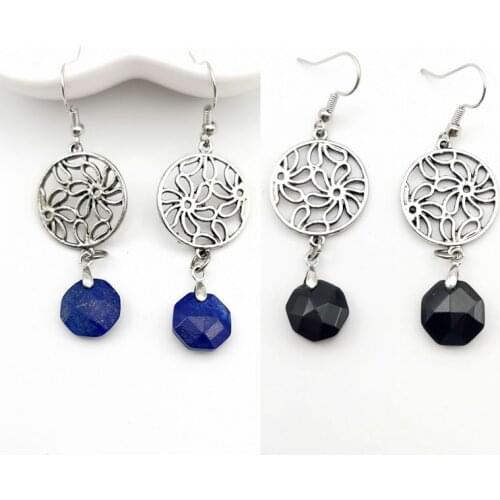 Earrings Flower Round Hollow Stainless Steel Earrings Women Gift section Crystal Fashion Dangle Earrings Statement Earrings