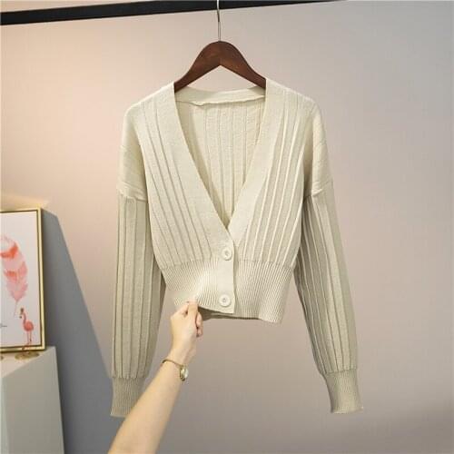 Spring Autumn New Sweater Women Cardigans 2021 Fashion Slim V Neck Office Ladies Knitted Sweater Long Sleeve Buttons