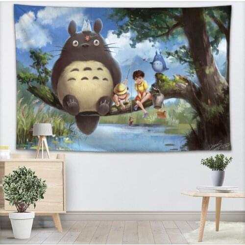 Totoro Anime Tapestry Wall Hanging Decor Home Birthday Party Decoration Fabric Tapestries Camping Tent Travel Sleeping Pad