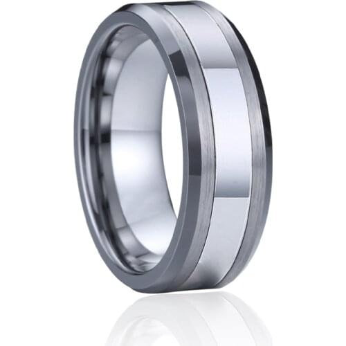 Tungsten mens rings sterling silver color Wedding Bands love alliance unique gents finger promise rings for male man