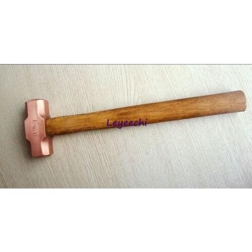 High quality 360*95*36mm, 0.9kg/2p Copper round Hammer with wooden handle,Red Copper Round Hammer,Safety Tools