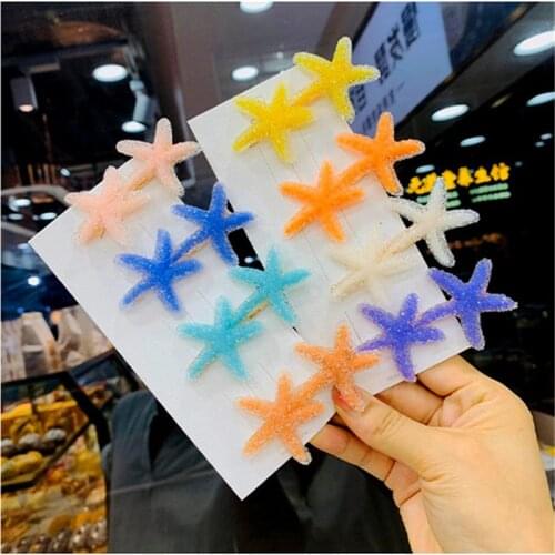 1pcs Starfish Hair Clips Female Candy-Colored Back Head Hairpin Girls Side Clip Bangs Accessory Clip Childrens Headdress