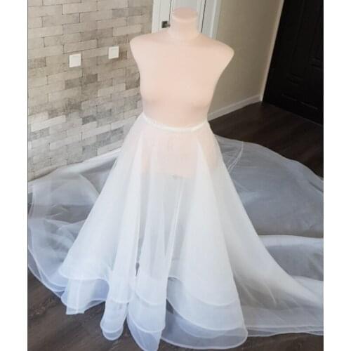 Organza Wedding Overskirt Bridal Separates Skirt Removable Wedding Train Long Tailing 3 Layers For Elegant Bridal Accessories