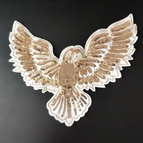 T shirt Women animal patch golden sequins 140mm eagle deal with it biker patches for clothing fabric stickers free shipping