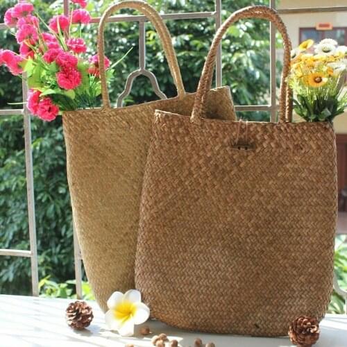 Handmade Fashion Women Summer Straw Large Tote Bag Shopping Crossbody Large Tote Bag Beach Shoulder Bag