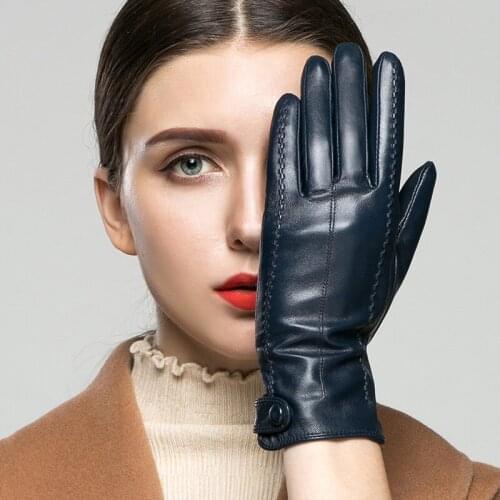 Women Gloves 2019 NEW Fashion Brand Genuine Leather Gloves Touch Screen Gloves Mittens Winter Warm Female Gloves Free Shipping