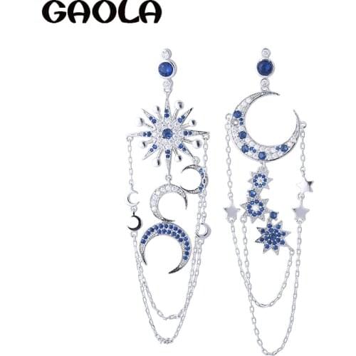 GAOLA Classic White Gold Color Sun And Moon Cubic Zirconia Dangle Earrings for Woman GLE5794BY