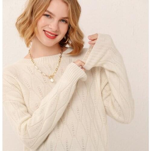 Ladies pullover 2021 winter 100% wool sweater casual solid color round neck cashmere sweater plus size womens top thick hot