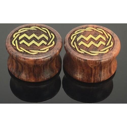 1pair fashion wood ear gauges plug earrings aquarius constellation double flare saddle tunnel kit 8-20mm body piercing jewelry