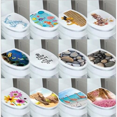 1PCS New Creative Realistic Toilet Stickers Home Bathroom Decorations DIY WC Washroom PVC Posters Cartoon Wall Mural Art Decals