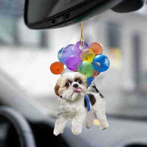 1Pcs Cute Cat Car Hanging Ornament with Colorful Balloon Hanging Ornament Decor Cartoon Cute Dog Car Hanging Ornament