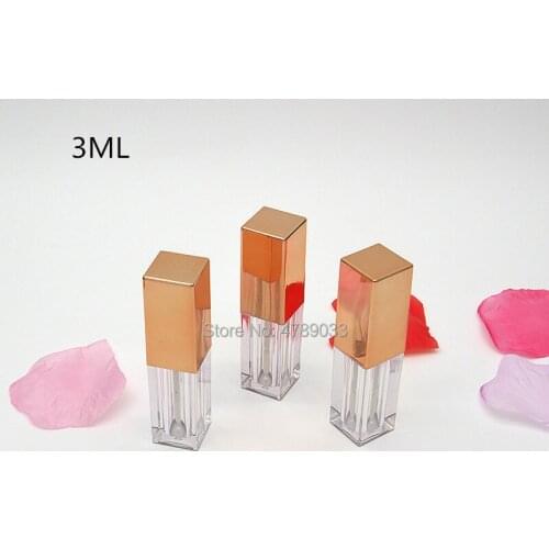 10/30/50pcs 3ml Square Empty Lip Gloss Tube Transparent Bottle Lip Balm Container With Rose Gold Lid DIY Plastic Cosmetic Bottle