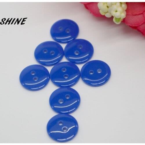 100PCs Decorative Buttons Blue 2 Holes 12.5mm Sewing Resin Buttons Flatblck Scrapbooking