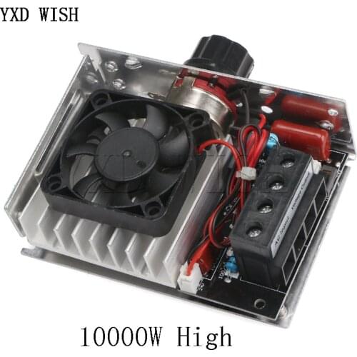 10000W AC110V 220V 75A SCR Voltage Regulator Speed Controller Dimmer Thermostat Cooling Fan AC 110-220V