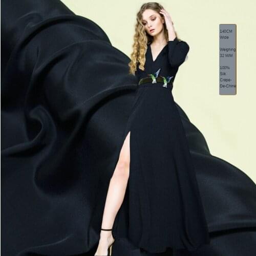 140 * 50cm Best Solid Evergreen Color 32m/m Heavy Silk Crepe -De-Chine Dress Shirt Fashion Fabric