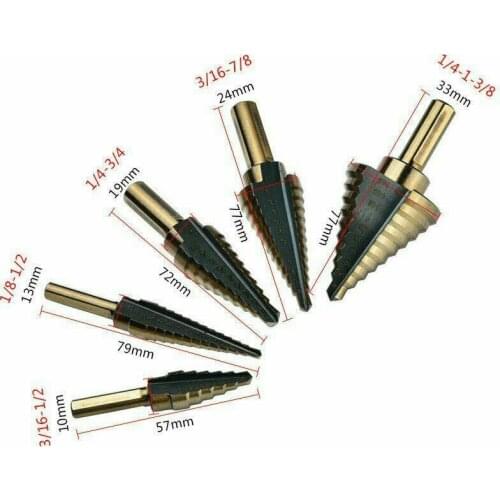 3/5pcs HSS Cobalt Multiple Hole 50 Sizes Step Drill Bit Set Tool High Quality Steel Helical Drill Bits DIY General Construction