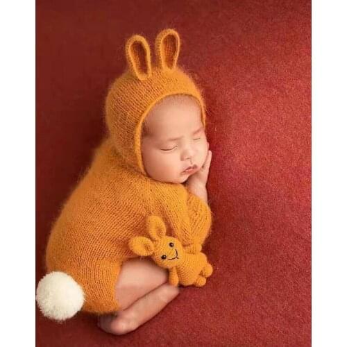 3 Pcs/Set Baby Infants Hat Romper Doll Newborn Photography Props Beanie Cap Jumpsuit Bodysuit Photo Shooting Costume