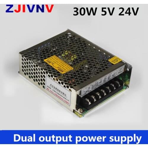 30W Dual output power supply 5v 24v switching power supply two groups output 5v 2.2a and 24v 1a smps free shipping (D-30B)