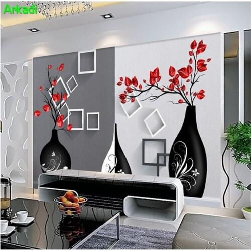 3D Flower Photo HD Art Plum Vase Mural Bedroom Living Room Wall Decor Modern Wallpaper Customize Any Size