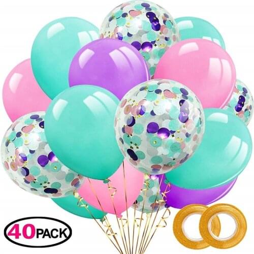 40pcs Light Purple Pink Balloons Confetti Balloons Latex Balloons for Wedding Baby Shower Mermaid Unicorn Birthday Party Decor