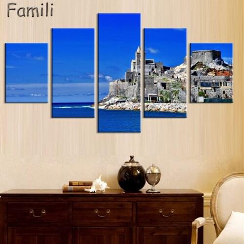 5Pcs of canvas art Rom italy night landscape on canvas HD print modern home decoration living room wall painting artwork