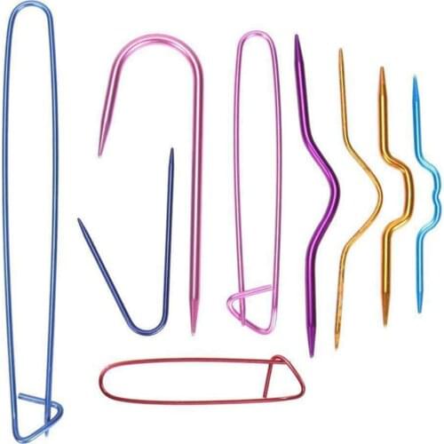 9Pcs/set Aluminum Knit Holders Knitting Needles Markers Crochet Hook Locking Stitch Seam DIY Crafts Sewing Tools